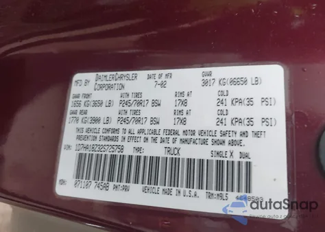 2002 Dodge Ram 1500 St из США, поврежденный, VIN 1D7HA18Z32S725758